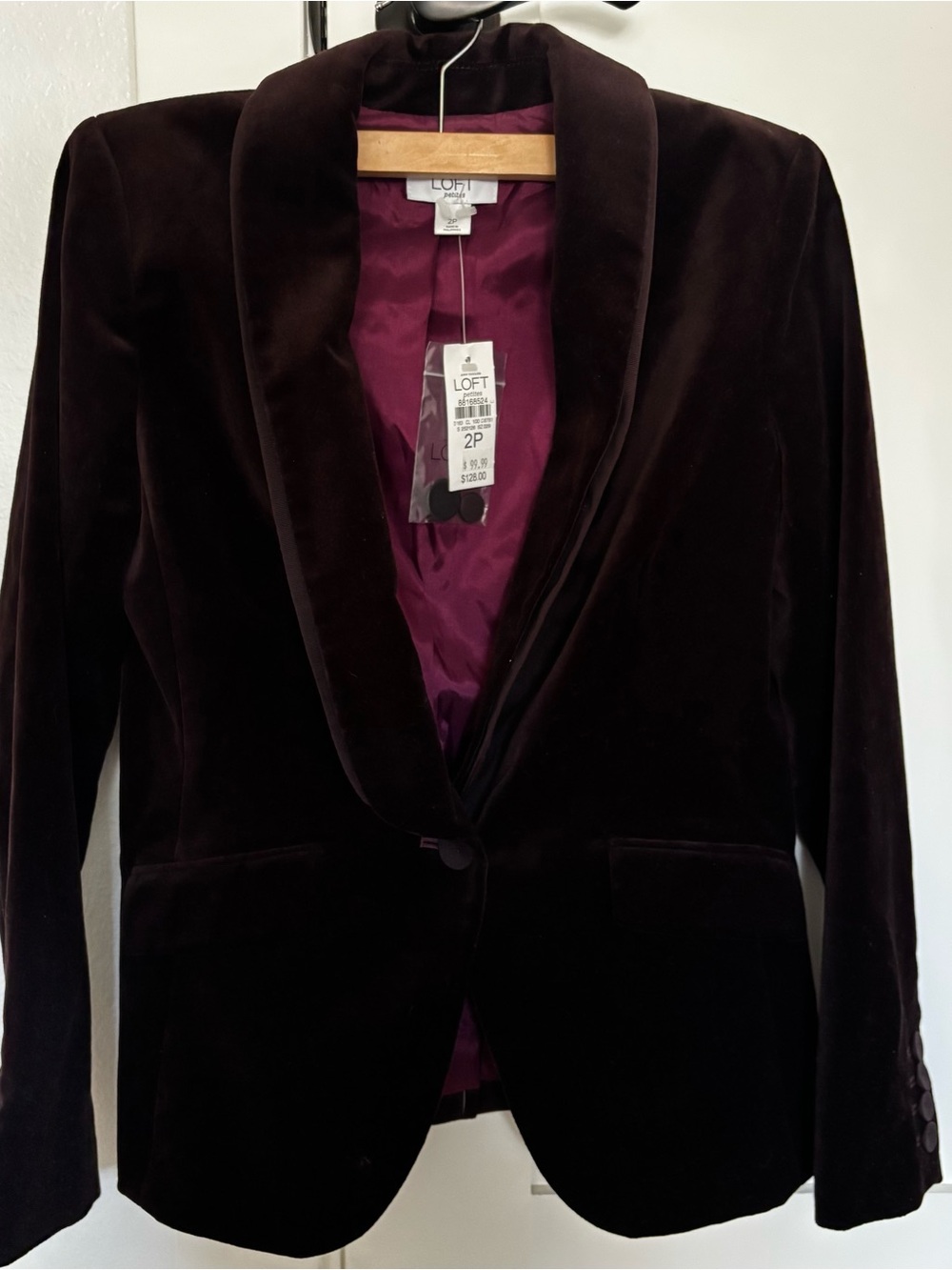 LOFT Women's Velvet Blazer Jacket - Deep Burgundy